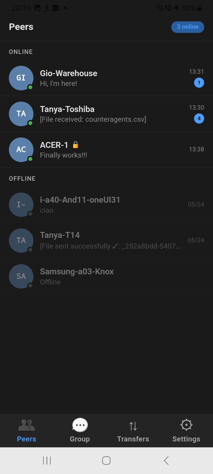 TreeTalk Node Android app showing local peer discovery and nearby devices