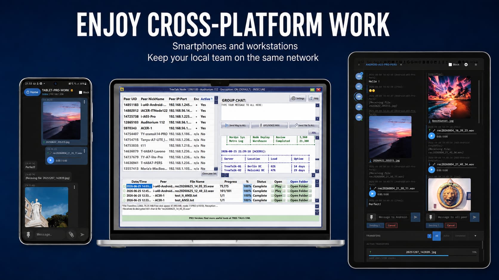 TreeTalk Node secure offline file sharing and LAN messenger interface