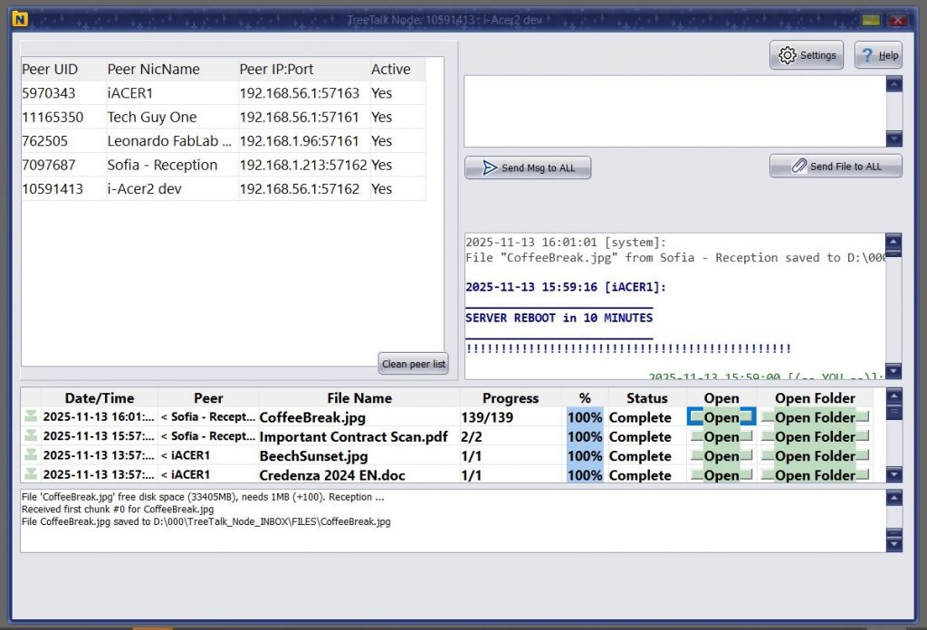 TreeTalk Node Private Local Network File Sharing